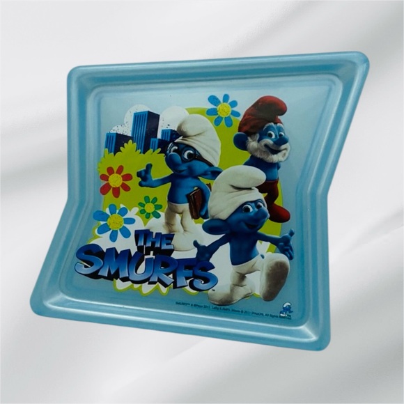 The Smurfs Movie Pearl Plate Zak! Design 2011 Papa Smurf Brainy Smurf - Picture 1 of 7